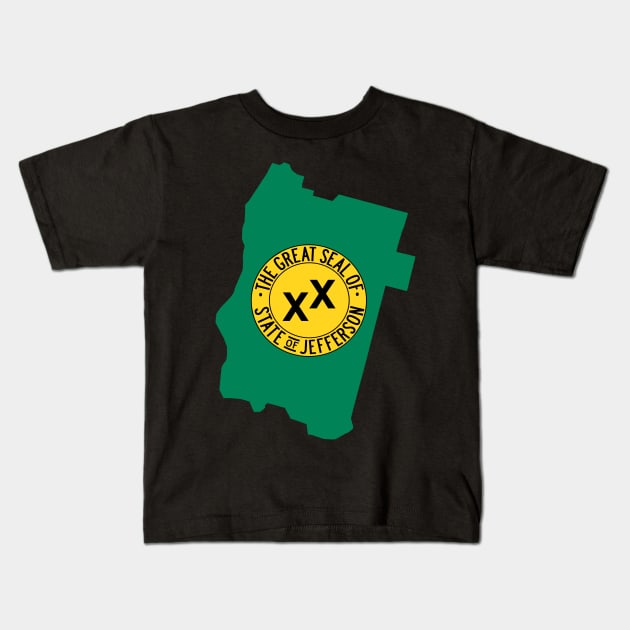 The Great Seal of the State of Jefferson Kids T-Shirt by Malicious Defiance
